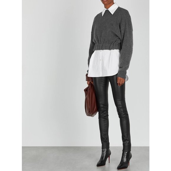 Helmut Lang Lamb Leather Leggings / Size 2 / Black Trousers - Picture 3 of 12